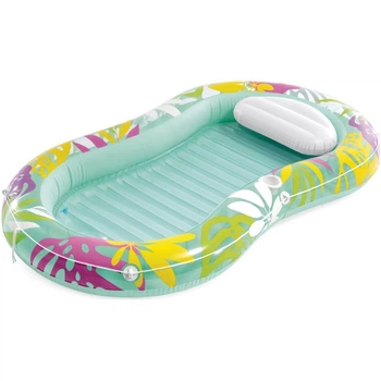Надувний матрац-шезлонг Intex Tropical Oasis 196×112×23 см з підголовником, підстаканником, 2 камери, до 100 кг, пляжний матрац