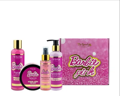 Набор Top Beauty Barbie для ухода за кожей тела: Гель для душа Barbie Shower Gel 200 мл + Крем для тела Barbie Cream 200 мл + Парфюмированный мист Barbie 100 мл + Скраб для тела Barbie Scrub Gum 250 мл