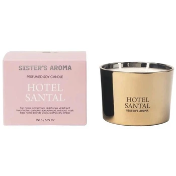 Парфумована свічка із соєвого воску Sister’s Aroma Perfumed Soy Candle Hotel Santal з кремово-деревним ароматом 150 г