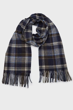 Чоловічий темно-синій картатий вовняний шарф CHECK WOVEN SCARF Gant OS 9920209