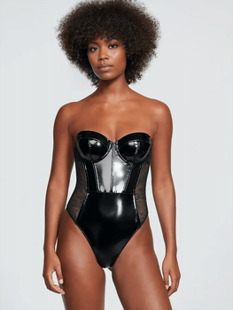 Боди балконет из искусственной лакированной кожи Victoria's Secret Faux Patent