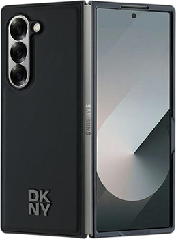 Панель DKNY Plain Leather Metal Stack Logo MagSafe для Samsung Galaxy Z Fold 6 Black (DKHMZFD6PSMCSLK)