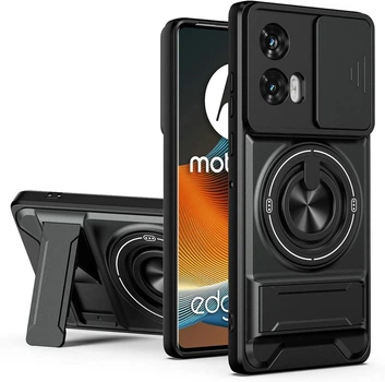 Чохол Mount Shield для Motorola Edge 50 Fusion протиударний бампер з підставкою кільцем Black