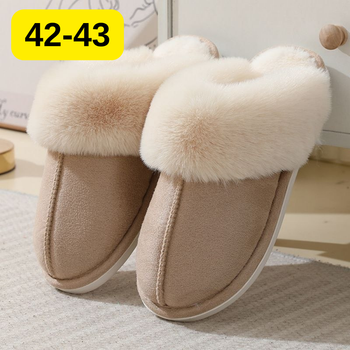 Slippers Жіночі домашні капці з хутром — теплі, м’які, закриті тапочки для дому 42-43 бежевий KT8003824