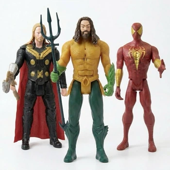 Игровой набор больших фигурок Thor, Aquaman, Spider-Man Red - супергерои 30 см (3 шт) со звуком и светом
