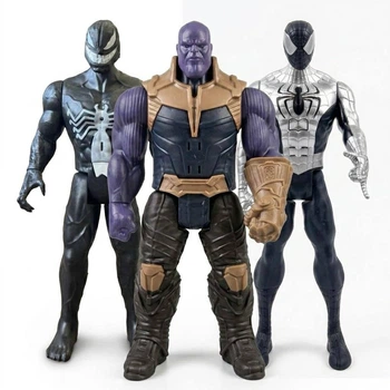 Ігровий набір великих фігурок Thanos, Venom, Spider-Man Black - Marvel Месники 30 см (3 шт) зі звуком і світлом