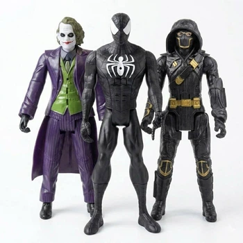 Игровой набор больших фигурок Joker, Spider-Man Black, Ninja - супергерои 30 см (3 шт) со звуком и светом