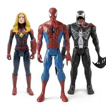 Игровой набор больших фигурок Spider-Man, Venom, Captain Marvel Marvel Мстители 30 см (3 шт) со звуком и светом