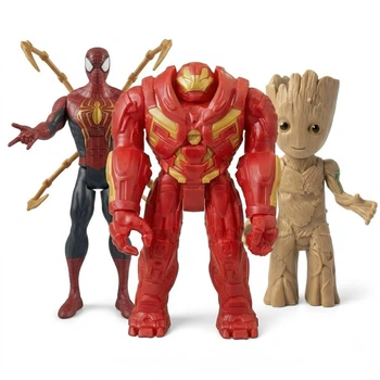 Игровой набор больших фигурок Spider-Man, Hulkbuster, Groot Marvel Мстители 30 см (3 шт) со звуком и светом