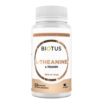 L-теанін, L-Theanine, Biotus, 600 мг, 100 капсул (BIO-531118)