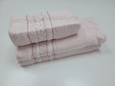 Набор 2 махровых полотенца для ванной VIP COTTON FILIZ-N, св.рожев. 70*140см + 50*90см