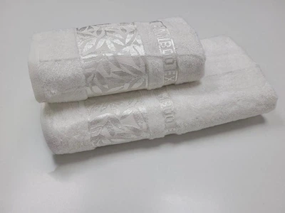 Набор 2 махровых полотенца для ванной SILK BAMBOO, білий 70*140см + 50*90см