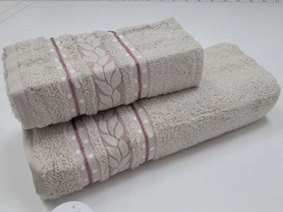 Набор 2 махровых полотенца для ванной VIP COTTON FILIZ-N, беж. 70*140см + 50*90см
