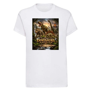 Футболка детская белая с принтом динозавров Dinosaurs World DM-1232 92 см