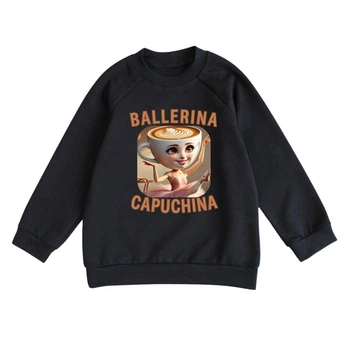 Свитшот детский черный с принтом Ballerina Capuchina Балерина Капучина DM-18144 98 см