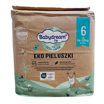 Эко подгузники Babydream 6 XL (14-20 кг), 26 шт (My Little World)