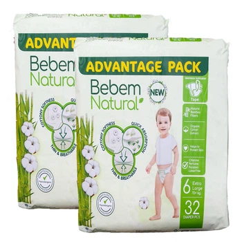 Подгузники Bebem Natural 6 Extra Large (15+кг), 64 шт