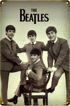 Металлическая табличка "The Beatles — Легендарная Четверка" (ms-105006)