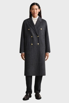 Жіноче сіре вовняне картате пальто CHECKED HANDSTITCHED COAT Gant L 4751150