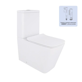 Унитаз-компакт Qtap Crow безободковый с сиденьем Soft-close QT05222170W