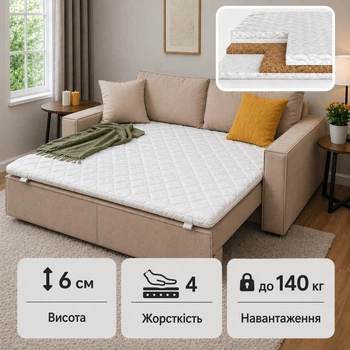 Тонкий матрас-топпер Smart Mattresses Rest Area Cocos полуторный 140x190 см (1111612-140190)