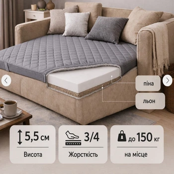 Тонкий матрас-топпер Smart Mattresses Linen односпальный 110x190 см