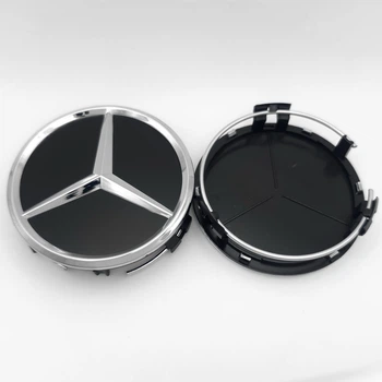 Колпачок заглушка ступицы колеса Mercedes Benz 75 мм тип 4 черный+хром матовий