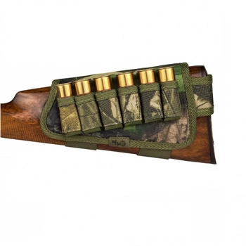 Патронташ на Приклад з Поліестеру Bronzedog Лівша 6 патронів калібр Зелений 12/16 (8106)