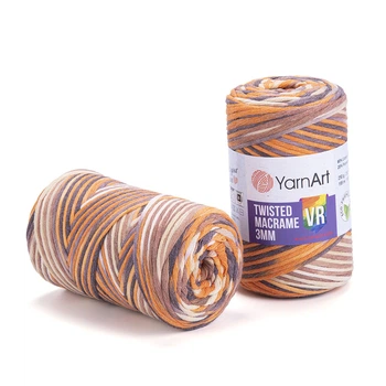 Шпагат градієнт YarnArt twisted macrame 3mm VR 250г гарбузова карамель (927)