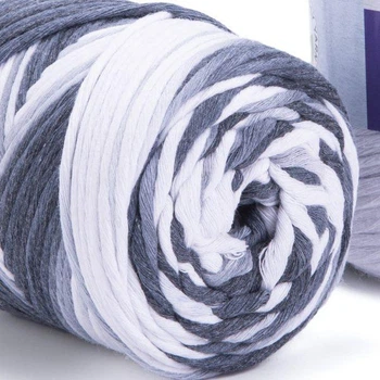 Шпагат градієнт YarnArt twisted macrame 3mm VR 250г біло-сірий (910)