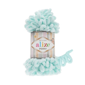 Пряжа фантазійна Alize Puffy 100г петельна Пуффі світла бірюза №15