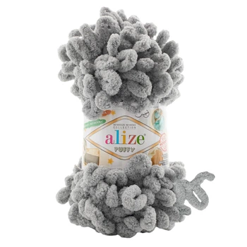 Пряжа фантазійна Alize Puffy 100г петельна Пуффі сіра №302