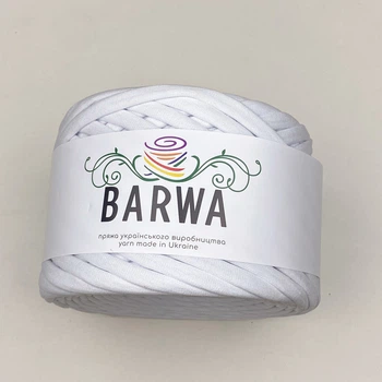 Пряжа стрічкова Barwa трикотажна плоска для в'язання макраме Біла №01
