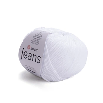 Пряжа YarnArt Jeans для в'язання 50г біла (№62)
