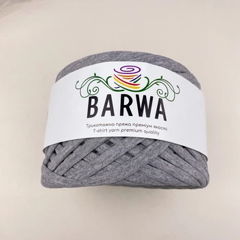 Пряжа стрічкова Barwa трикотажна плоска для в'язання макраме Сірий меланж №64