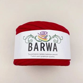 Пряжа стрічкова Barwa трикотажна плоска для в'язання макраме Червона №74