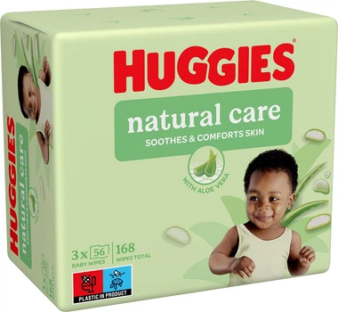 Салфетки влажные Huggies Natural Care 2+1 (56 х 3 шт) (5029053550176)