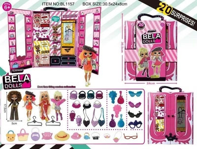 Игровой набор кукла LO. Bella Dolls (шкаф для одежды кукол, кукла 17,5 см сюрпризы: одежда, украшени