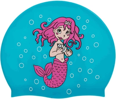 Шапочка для плавания детская Aqua Speed Kiddie Mermaid силиконовая. Бирюзовая