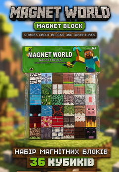 Дитячий ігровий магнітний конструктор Minecraft L001-15C Майнкрафт на 36 кубиків