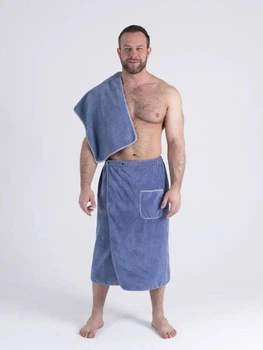 Килт мужской для бани универсальный 85х150 Синий (Д-novo-m-sauna-0054)