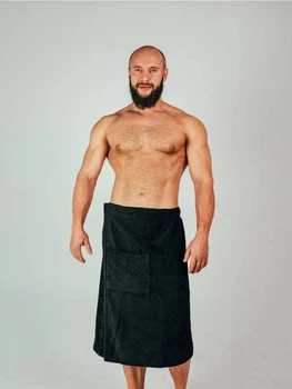 Кілт чоловічий для лазні універсальний 85х150 Чорний (Д-novo-m-sauna-0053)