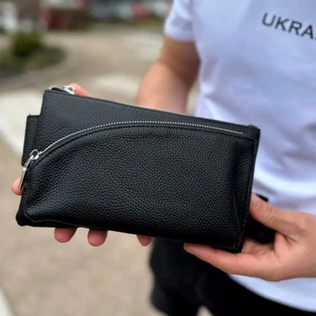 Поясна чоловіча сумка бананка Tiding Bag TD-54928 натуральна шкіра 25x14x8 см чорна
