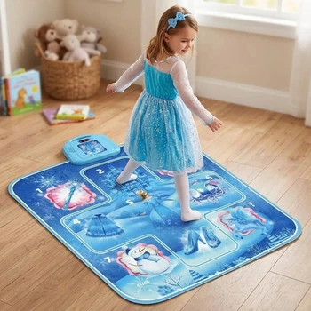 Детский музыкальный танцевальный коврик Dancing Playmat 90×108 см с LED подсветкой интерактивный голубой коврик