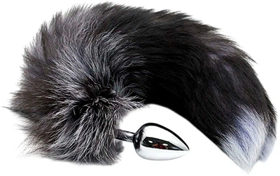 Металлическая анальная пробка Alive BDSM Line Black And White Fox Tail S (8433345704333)