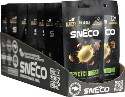 Упаковка сушеных оливок snEco Хрустящая Зеленая 14 г х 25 упаковок (0.35 кг) (4823095819199)