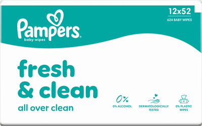 Набір вологих серветок Pampers Fresh & Clean 12 х 52 шт (8006530098403)