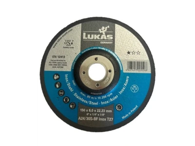 Шлифовальный круг LUKAS INOX 150×6.0×22.23 мм A24/30S-BF по нержавейке