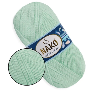 Nako Mohair Delicate, Мята №3415 - пряжа Мохер Деликат 100 г / 500 м, 85% акрил, 10% шерсть, 5% мохер, тонкая, для шалей, свитеров и кардиганов