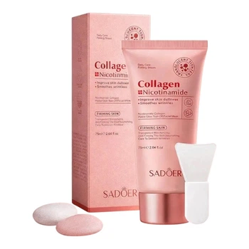 Маска-плівка для обличчя з колагеном і ніацинамідом SADOER Collagen Nicotinamide, 75 мл + силіконовий пензлик у подарунок